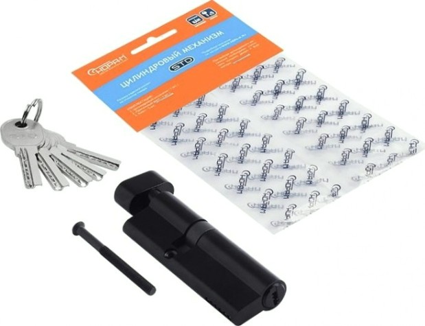 Личинка замка НОРА-М STD Al ЛПВ-90 (55-35в) асимметр. с вертушкой "Черная" [19079]