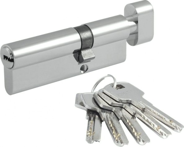 Личинка замка НОРА-М STD Al ЛПВ-90 (55-35в) асимметр. с вертушкой "Хром" [16563]