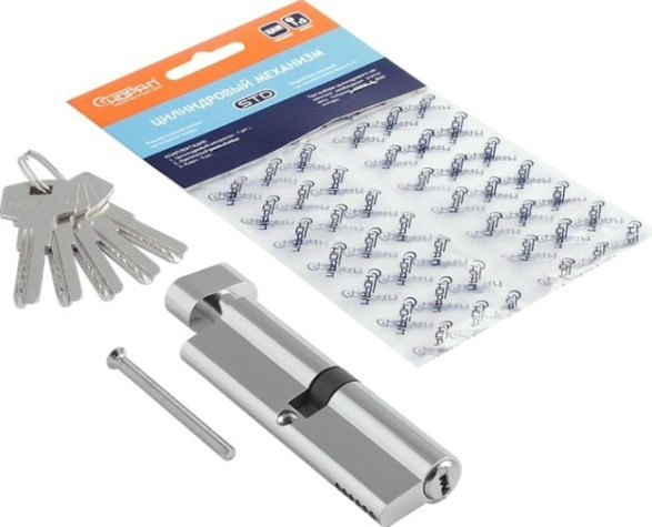 Личинка замка НОРА-М STD Z ЛПВ-110 (55-55) с вертушкой "Хром" [19110]