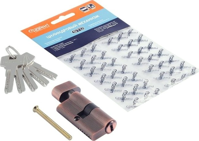 Личинка замка НОРА-М STD Z ЛПВ-60 (30-30) с вертушкой "Старая медь" [18668]