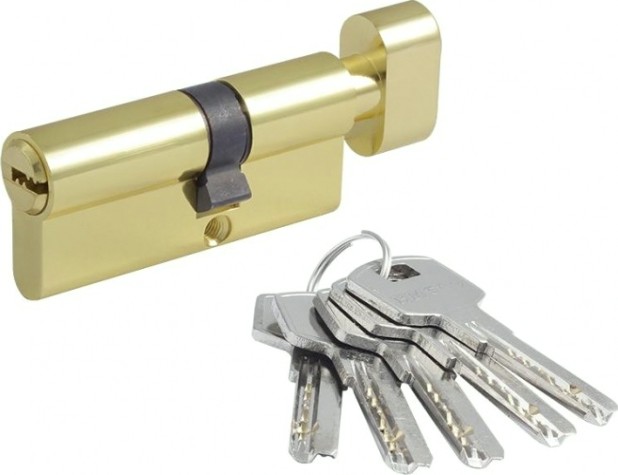Личинка замка НОРА-М STD Z ЛПВ-70 (40-30в) асимметр. с вертушкой "Золото" [18420]