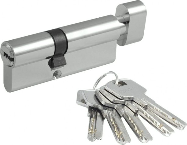 Личинка замка НОРА-М STD Z ЛПВ-80 (35-45в) асимметр. с вертушкой "Хром" [18424]