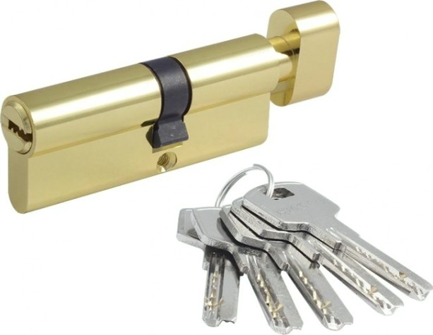 Личинка замка НОРА-М STD Z ЛПВ-80 (35-45в) асимметр. с вертушкой "Золото" [18422]