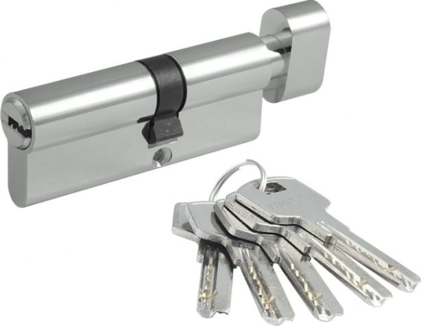 Личинка замка НОРА-М STD Z ЛПВ-80 (45-35в) асимметр. с вертушкой "Хром" [18423]