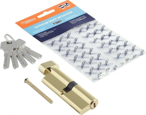 Личинка замка НОРА-М STD Z ЛПВ-90 (45-45) с вертушкой "Золото" [16079]