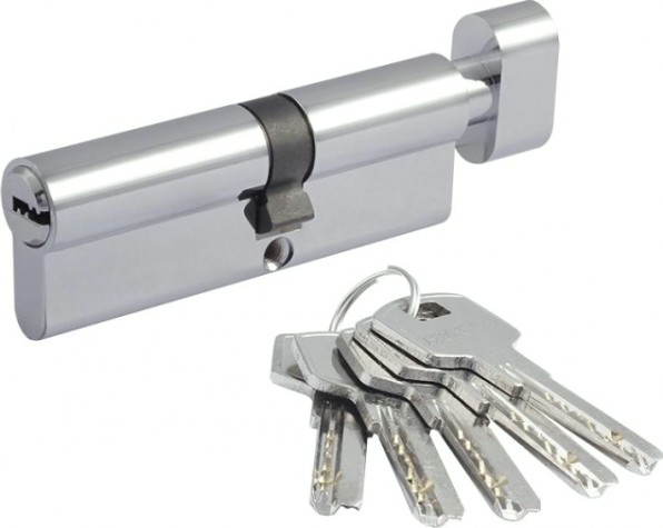 Личинка замка НОРА-М STD Z ЛПВ-90 (50-40в) асимметр. с вертушкой "Хром" [18426]