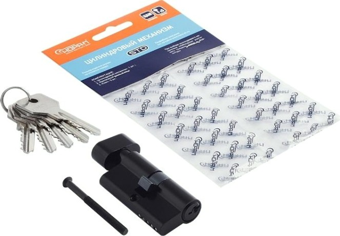 Личинка замка НОРА-М STD Z ЛВ-60 (30-30) с вертушкой "Черная" [18571]