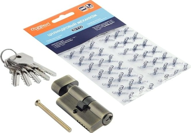 Личинка замка НОРА-М STD Z ЛВ-60 (30-30) с вертушкой "Старая бронза" [15544]