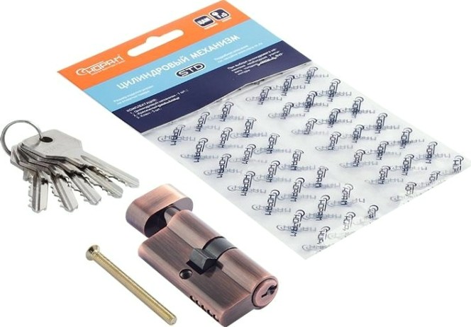 Личинка замка НОРА-М STD Z ЛВ-60 (30-30) с вертушкой "Старая медь" [18502]