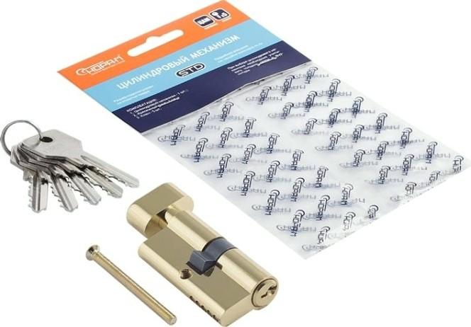 Личинка замка НОРА-М STD Z ЛВ-60 (30-30) с вертушкой "Золото" [16094]