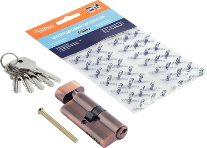 Личинка замка НОРА-М STD Z ЛВ-70 (35-35) с вертушкой "Старая медь" [18664]