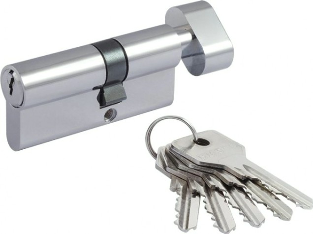 Личинка замка НОРА-М STD Z ЛВ-70 (40-30в) асимметр. с вертушкой "Хром" [16579]