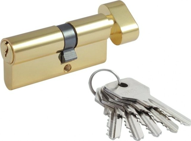 Личинка замка НОРА-М STD Z ЛВ-70 (40-30в) асимметр. с вертушкой "Золото" [16578]