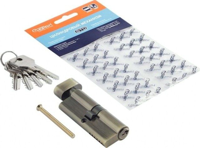 Личинка замка НОРА-М STD Z ЛВ-80 (40-40) с вертушкой "Старая бронза" [18665]