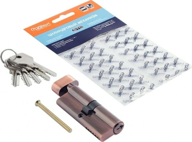 Личинка замка НОРА-М STD Z ЛВ-80 (40-40) с вертушкой "Старая медь" [18666]