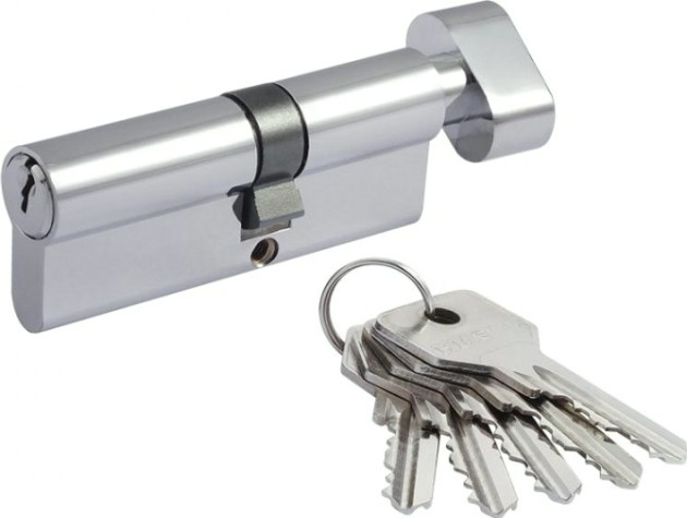 Личинка замка НОРА-М STD Z ЛВ-80 (45-35в) асимметр. с вертушкой "Хром" [16097]