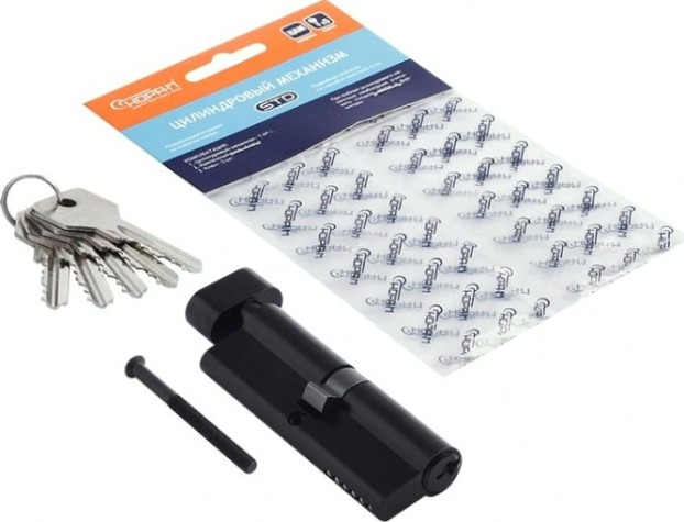 Личинка замка НОРА-М STD Z ЛВ-90 (45-45) с вертушкой "Черная" [19016]