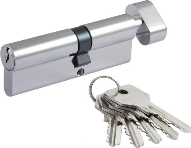 Личинка замка НОРА-М STD Z ЛВ-90 (50-40в) асимметр. с вертушкой "Хром" [16099]