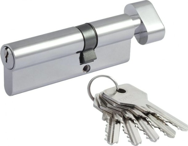 Личинка замка НОРА-М STD Z ЛВ-90 (55-35в) асимметр. с вертушкой "Хром" [15547]