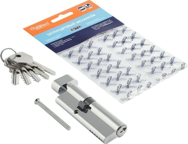 Личинка замка НОРА-М STD Z ЛВ-90 (55-35в) асимметр. с вертушкой "Хром" [15547]