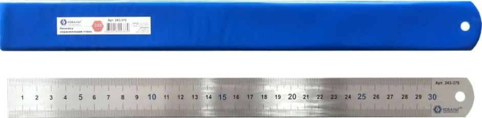Линейка Кобальт 243-370 300 × 28 × 0.7 мм, нерж.сталь