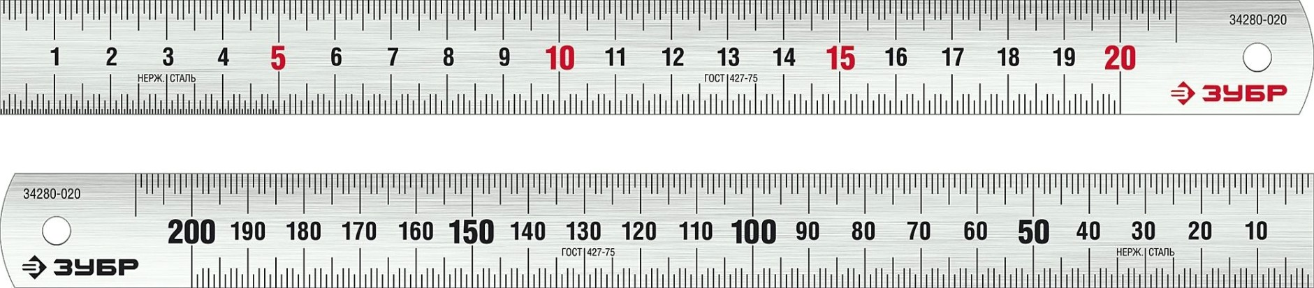 Линейка металлическая ЗУБР Про-20 усиленная, нержавеющая [34280-020]