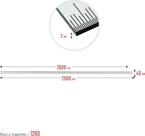 Линейка металлическая ЗУБР Про-200 2 м, усиленная нержавеющая [34280-200]
