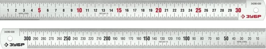 Линейка металлическая ЗУБР Про-30 0,30 м, усиленная нержавеющая [34280-030]