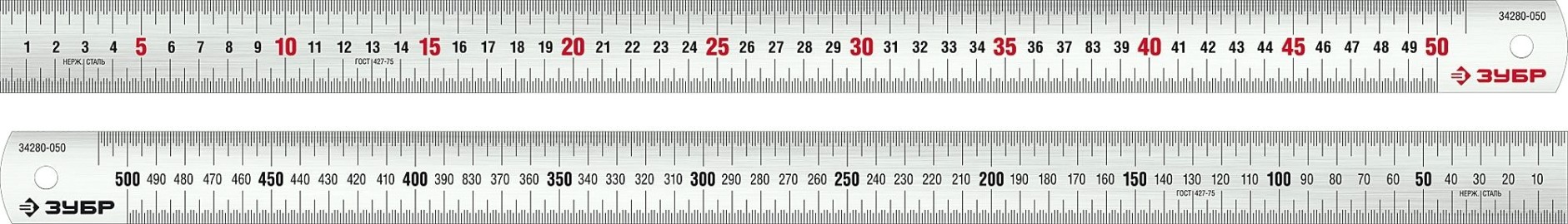 Линейка металлическая ЗУБР Про-50 усиленная, нержавеющая [34280-050]