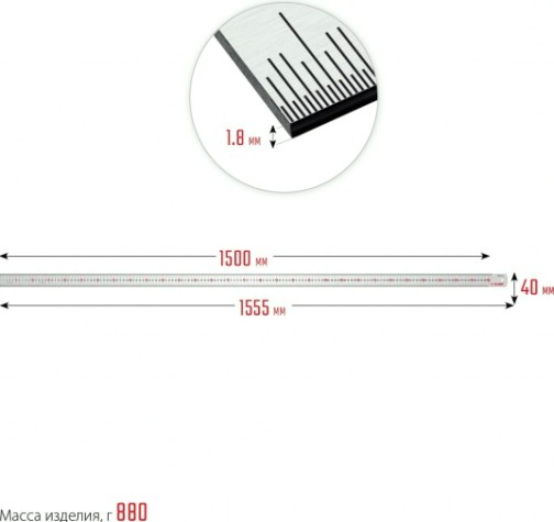 Линейка ЗУБР Про-150 усиленная нержавеющая 1,5 м [34280-150]