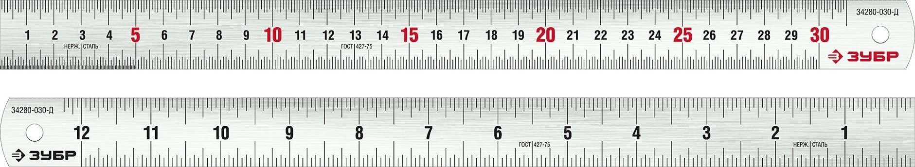 Линейка ЗУБР Про-30Д усиленная нержавеющая 0,30 м [34280-030-Д]