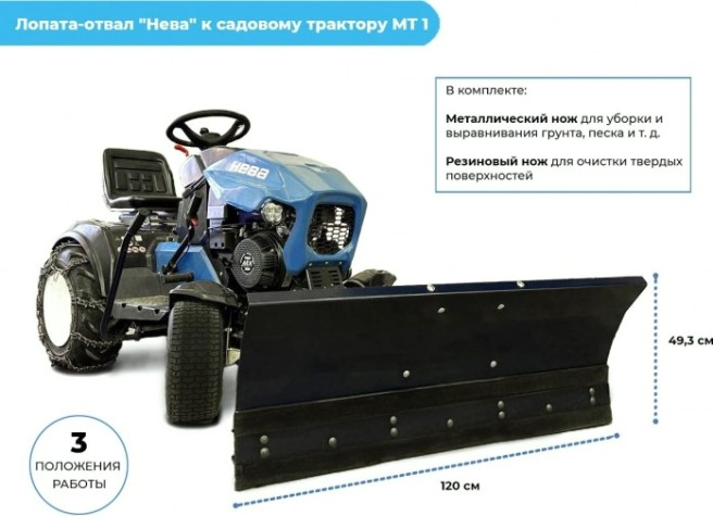 Лопата - отвал НЕВА для садового трактора MT1-ZS 005.MT.2200 [4650333310602]