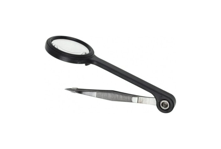 Лупа REXANT 12-0411 ручная, увеличение 8х, ø24мм, с пинцетом