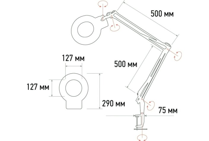 Лупа REXANT 31-0011 на струбцине круглая 5D с подсветкой, ø127мм Лупа REXANT 31-0011 на струбцине круглая 5D с подсветкой, ø127мм