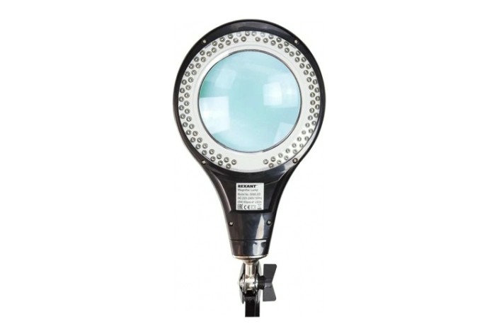 Лупа REXANT 31-0406 на струбцине круглая 5D с подсв. 56SMD LED, ø127мм