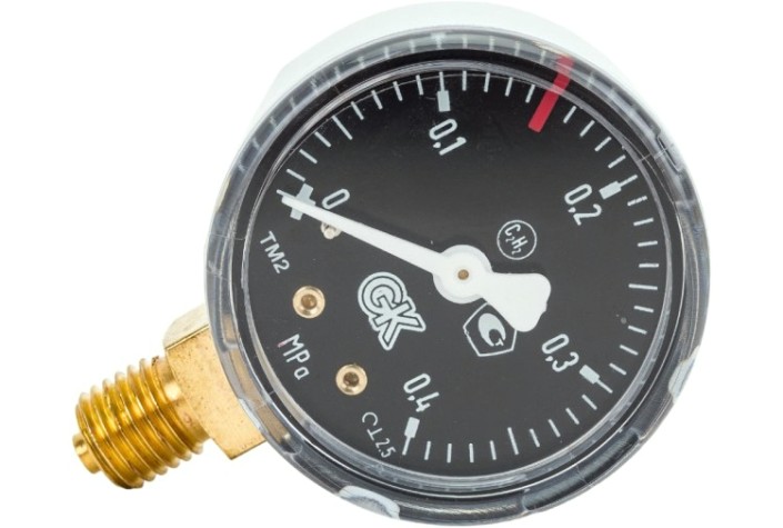 Манометр ацетиленовый KRASS ТМ-2 0,4 МПа, 50 мм, М12х1,5, ПОВЕРЕННЫЙ [2190101PV]