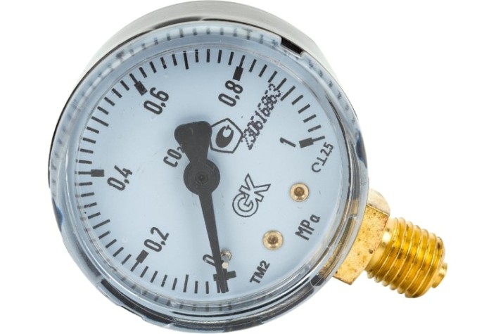 Манометр газовый KRASS ТМ-2 1,0 МПа, 50 мм, М12х1,5, ПОВЕРЕННЫЙ [2190103PV]
