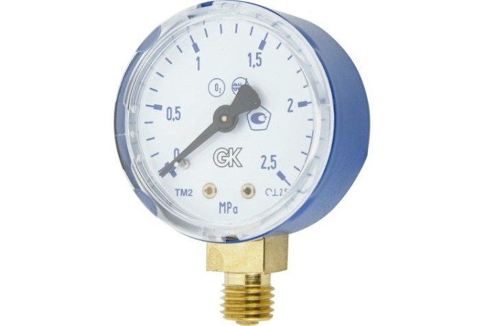 Манометр кислородный KRASS ТМ-2 2,5 МПа, 50 мм, М12х1,5, ПОВЕРЕННЫЙ [2190106PV]