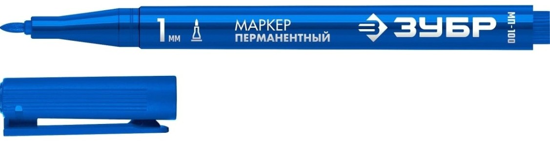 Маркер перманентный ЗУБР МП-100 1 мм, заостренный, синий [06320-7]