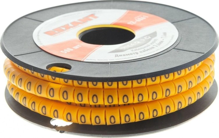 Маркер REXANT EC-2, 12-6061 на кабель, ø 3,6...7,4 мм, цифры 0-9, комплект 10 [12-6061]
