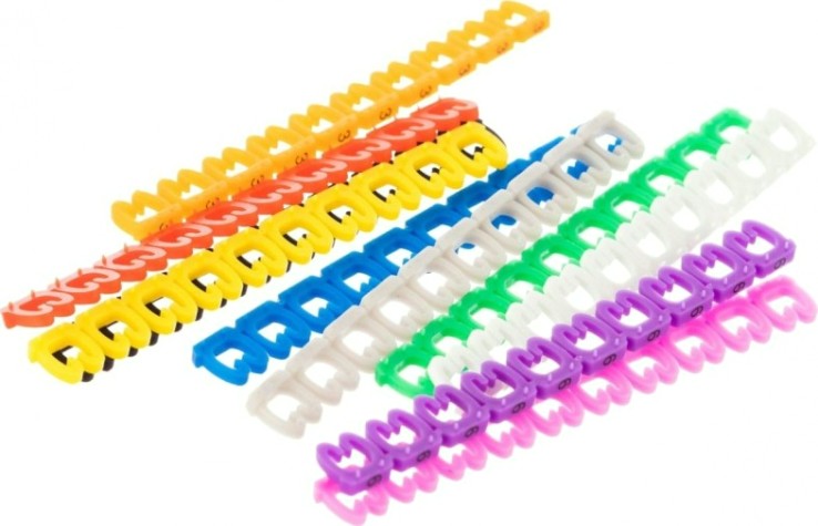 Маркер REXANT MR-55, 12-6062 кабельный (клипса), ø 4...6 мм, цифры 0-9, 10 цвет [12-6062]