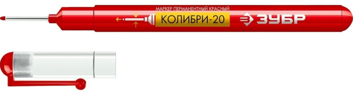 Маркер ЗУБР КОЛИБРИ-20 0,7 мм, красный, перманентный для отверстий [06328-3]