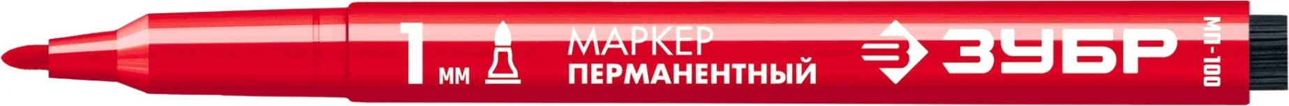 Маркер ЗУБР ПРОФЕССИОНАЛ мп-100 красный, 1 мм заостренный перманентный [06320-3]
