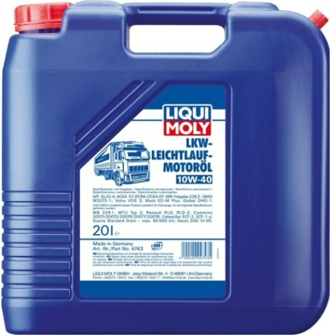 Масло дизельное LIQUI MOLY SAE 10W40 LKW-Leichtlauf-Motoroil Basic 20 л 4743 синтетическое [4743]