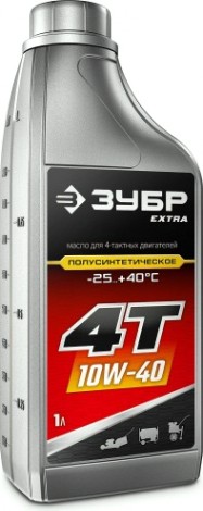 Масло для 4-тактных бензиновых двигателей ЗУБР EXTRA 4Т-10W40 полусинтетическое 1 л. [70611-1]