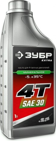 Масло для 4-тактных бензиновых двигателей ЗУБР EXTRA 4Т-30 минеральное, 1 л [70613-1]