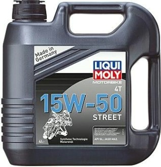 Масло для мотоциклов LIQUI MOLY SAE 15W50 Motorbike 4T Street 4 л 1689 синтетическое [1689]
