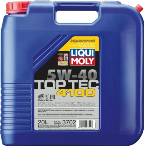 Масло моторное LIQUI MOLY SAE 5W40 Top Tec 4100 20 л. 3702 синтетическое [3702]