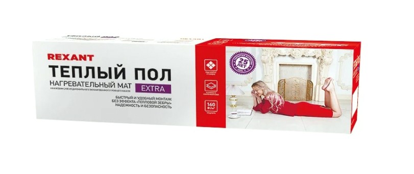 Мат нагревательный REXANT 51-0507 Extra, площадь 3,5 м2 560Вт, двухжильный