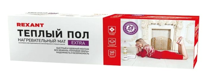 Мат нагревательный REXANT 51-0510 Extra, площадь 5,0 м2 двухжильный Мат нагревательный REXANT 51-0510 Extra, площадь 5,0 м2 двухжильный